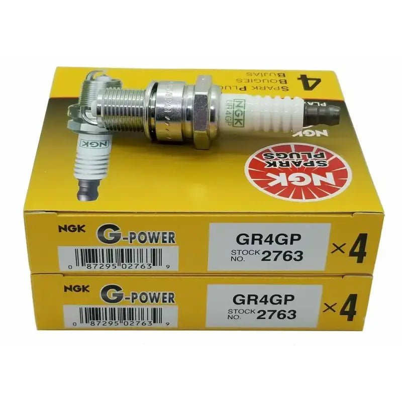 NGK GR4GP G-Power Spark Plugs 4-Pack, Stock No. 2763, for enhanced engine efficiency and reliable ignition performance.