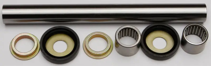 Swingarm bearing kit with metal shaft needle bearings seals washers for suspension linkage