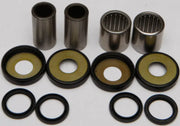 Swingarm bearing kit with metal bushings, bearings, and rubber seals for assembly