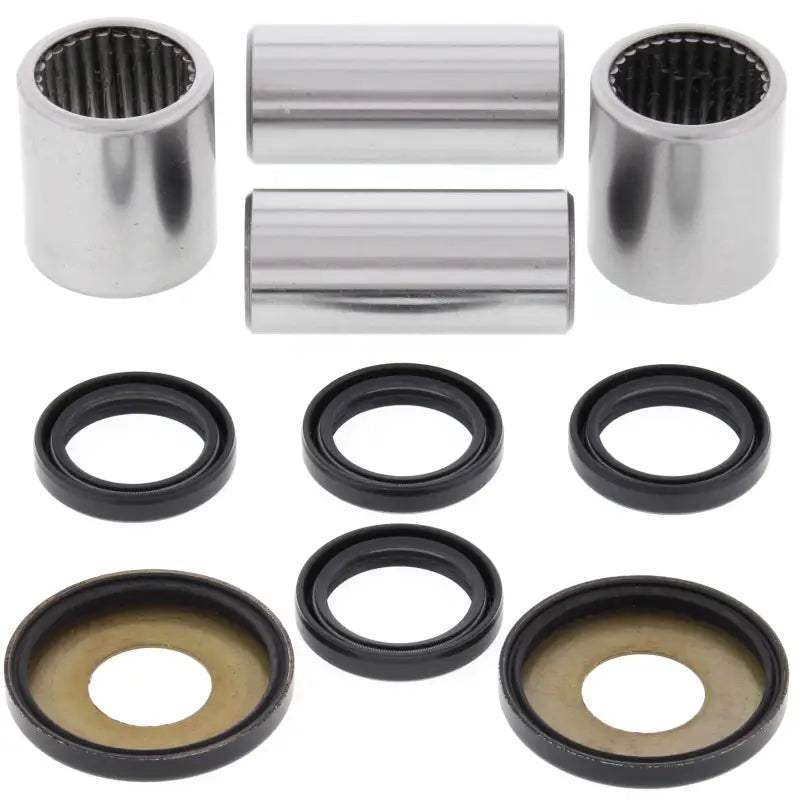 Complete swingarm bearing kit with metallic bushings, seals, and washers for mechanical use