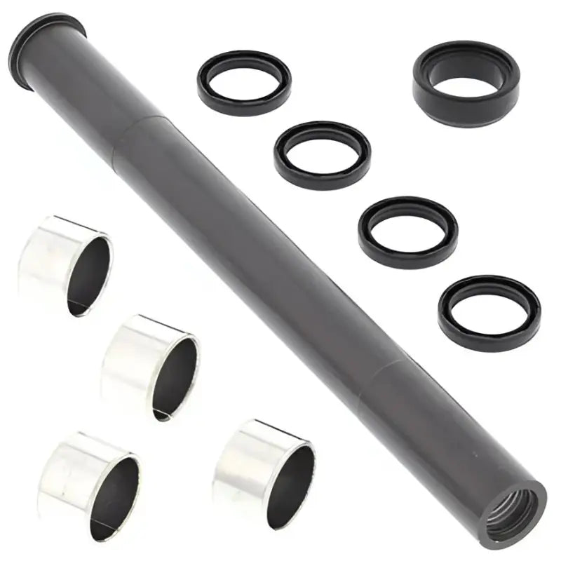 Motorcycle swingarm bearing kit with inner tube, bushings, and seals for rebuilds
