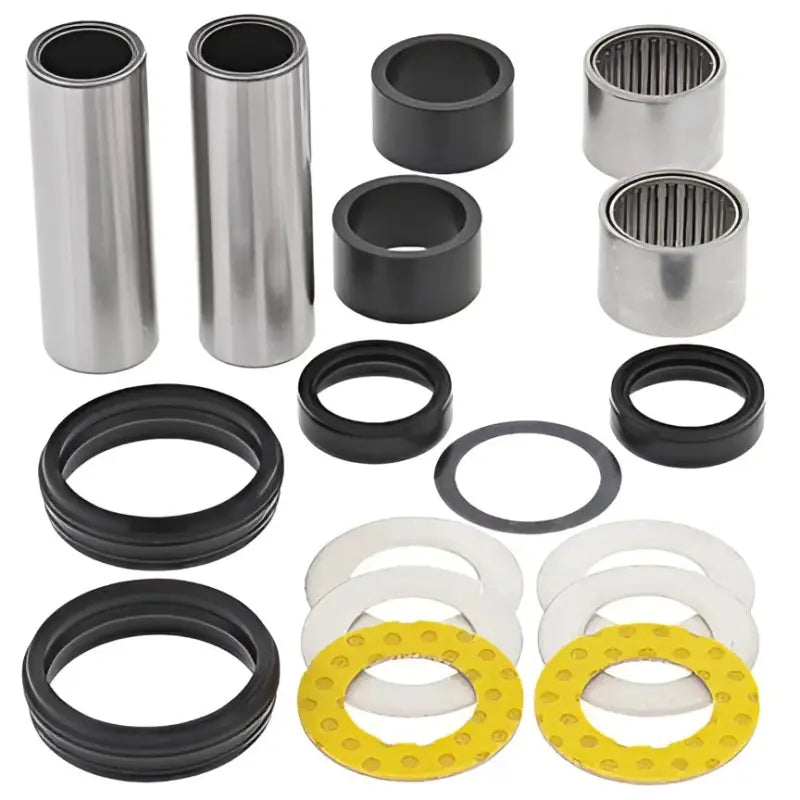 Suspension bearing kit with swingarm bearing, bushings, seals, and washers for bikes