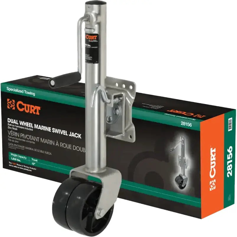 28156 Curt Marine Jack W/ Dual 6 Inch Wheels 1 500 Lbs 10 Inch Travel - RV and Auto Parts
