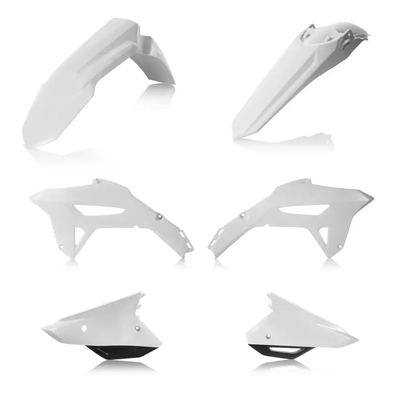 Plastic Kit for Honda, includes front and rear fenders, side panels, radiator scoops in white.