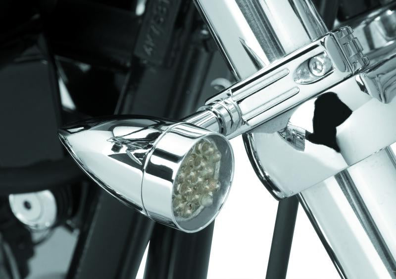 Bikers Choice 482422 Bikers Choice Chrome Mini LED Turn Signals W/ 41 MM Clamp Universal Custom Pr