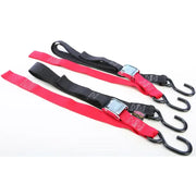 29621 Powertye Tie-Down Cam S-Hook Soft-Tye 1.5"X6' Black/Red Pair 