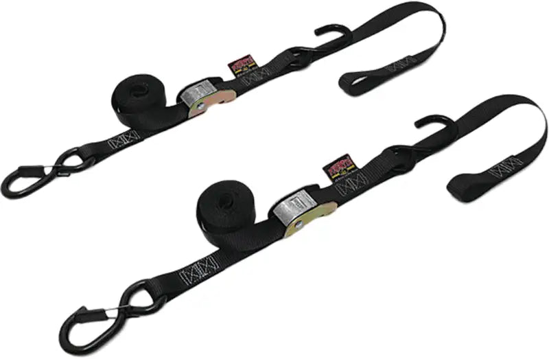 29622-S Powertye Tie-Down Cam Sec Hook Soft-Tye 1.5"X6' Black/Black Pair 