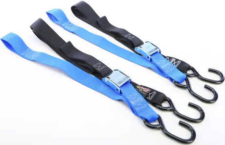 29623 Powertye Tie-Down Cam S-Hook Soft-Tye 1.5"X6' Black/Blue Pair 