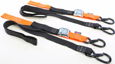 29629-S Powertye Tie-Down Cam Sec Hook Soft-Tye 1.5"X6' Black/Orange Pair 