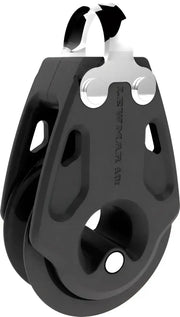 Black sailing block with stainless steel shackle for 30mm sc block and 29901341bk Lewmar strap