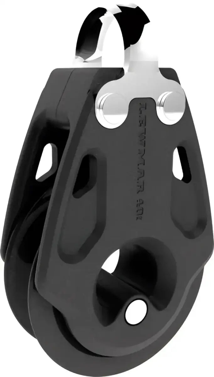 Black sailing block with stainless steel shackle for 30mm sc block and 29901341bk Lewmar strap