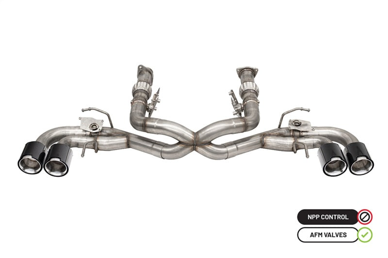 CORSA Performance 21106CF Corsa 20-23 Chevrolet Corvette C8 RWD 3in Delete 4 Valve Cat-Back w/NPP w/4.5in CF Polished Tips - 21106CF