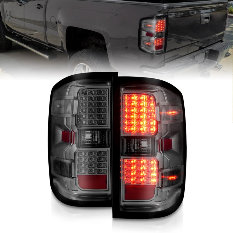 ANZO 311424 ANZO 15-19 Chevy Silverado 2500HD/3500HD (Factory Halogen Only) LED Tail Lights Smoke w/Clear Lens