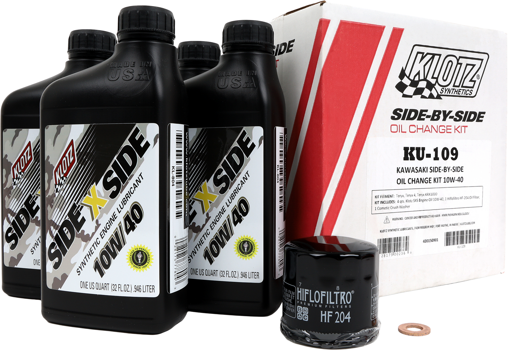 Klotz Side X Side Oil Change Kit Oil Change Kit KU-109 - Sxs 4QT Synthetic
