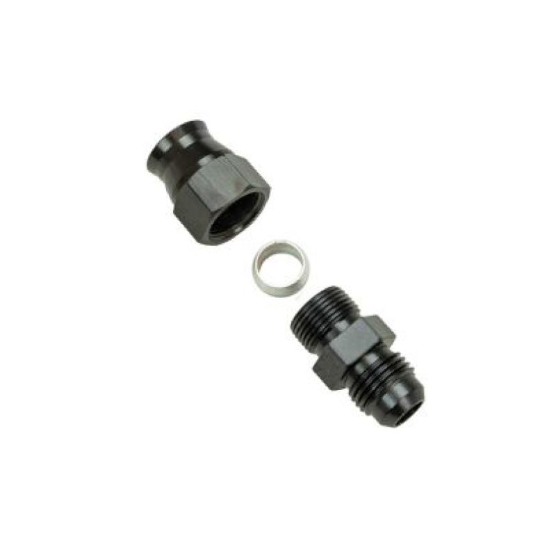 Moroso 65350 Moroso Aluminum Fitting Adapter 6AN Male to 3/8in Tube Compression - Black - 65350