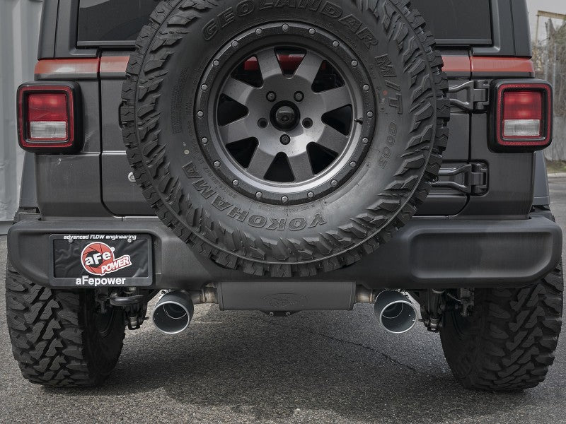aFe 49-48096-B aFe Rebel Series 409 Stainless Steel Cat-Back Exhaust 18-21 Jeep Wrangler JL 2.0L (t) - Black Tip