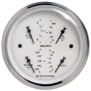 AutoMeter 1612 Autometer Old Tyme White 3-3/8in Short Sweep Electric Quad Gauge-Oil Press 0-100 PSI/Water Temp100- - 1612