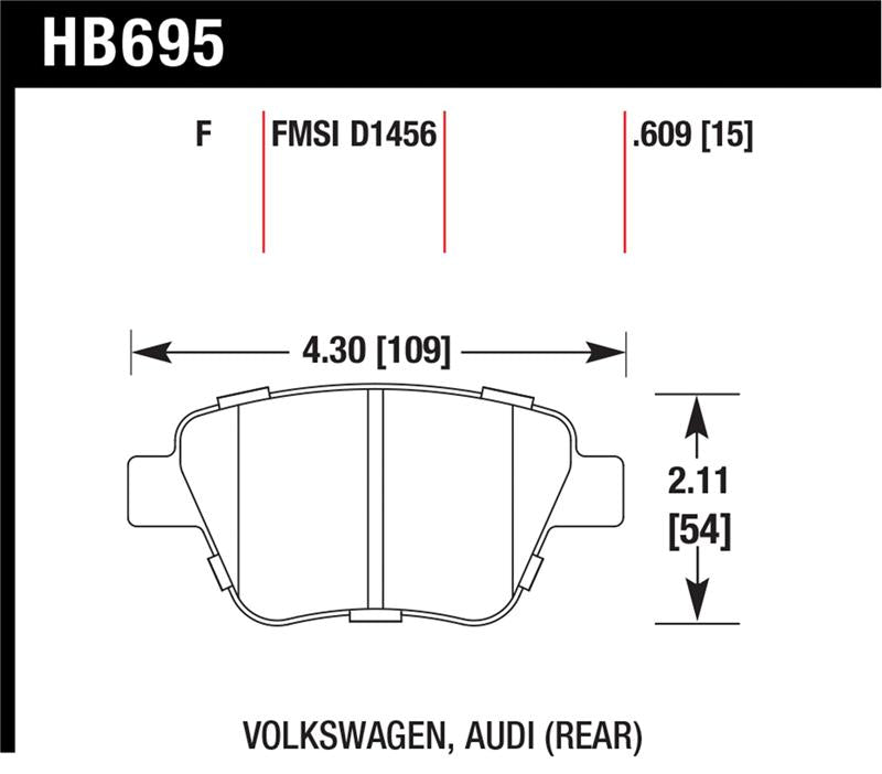 Hawk Performance HB695B.609 Hawk 2011-2013 Audi A3 Except TDI HPS 5.0 Rear Brake Pads