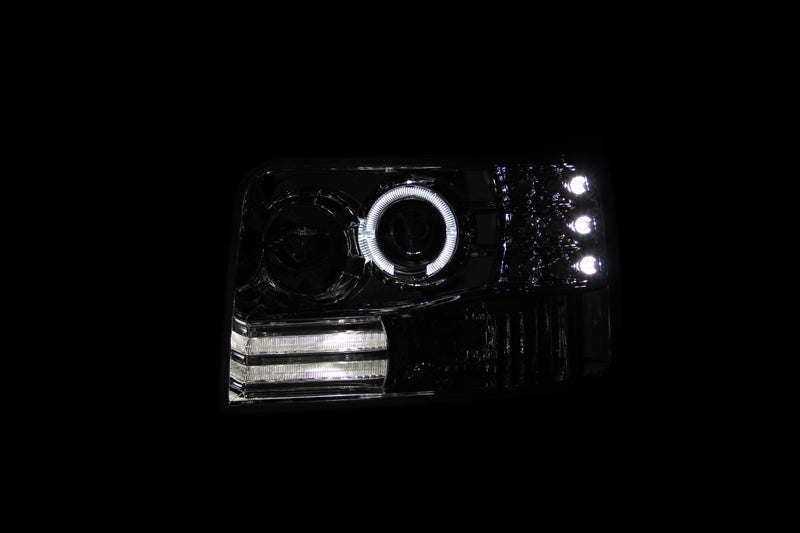 ANZO 111183 ANZO 1992-1996 Ford F-150 Projector Headlights w/ Halo Chrome w/ Side Markers and Parking Lights