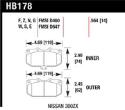 Hawk Performance HB178Z.564 Hawk 06-07 WRX / 89-96 Nissan 300ZX / 89-93 Skyline GT-R Performance Ceramic Front Pads