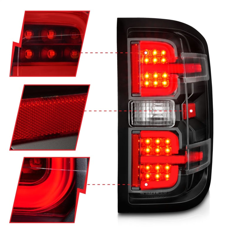 ANZO 311425 ANZO 15-19 Chevy Silverado 2500HD/3500HD (Halgn Only) LED Tail Lights w/Black Light Bar & Clear Lens