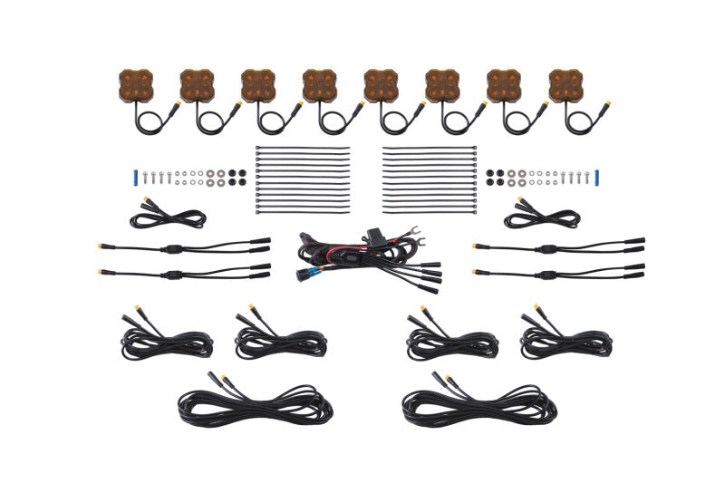 Diode Dynamics Stage Series Single Color LED Rock Light - Amber M8 (8-pack) - DD7450