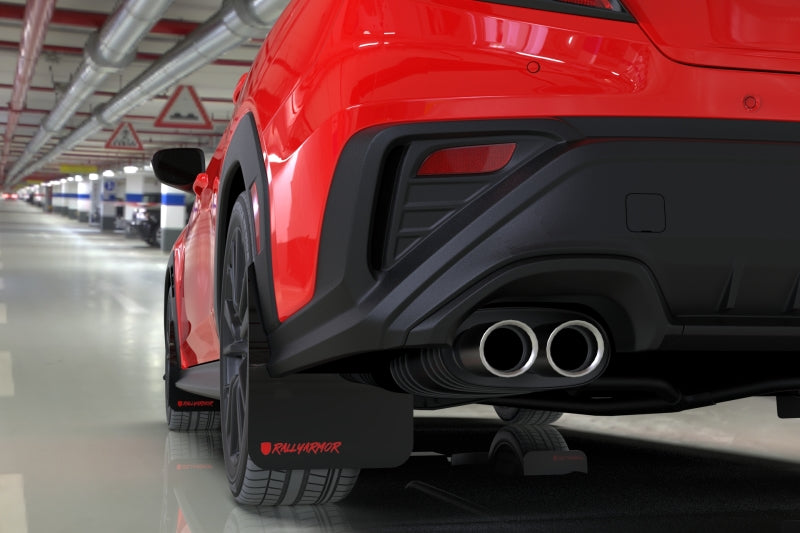 Rally Armor MF92-UR-BLK/RD-X Rally Armor 2022+ Subaru WRX Black UR Mud Flap Altered Font Red Logo