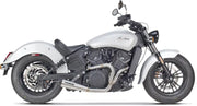 White Indian Scout motorcycle with 2in1 Indian exhaust stainless upgrade
