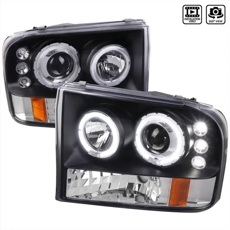 2LHP-F25099JM-TM Spec-D Tunin Halo Led Projector Black - Headlight Assembly