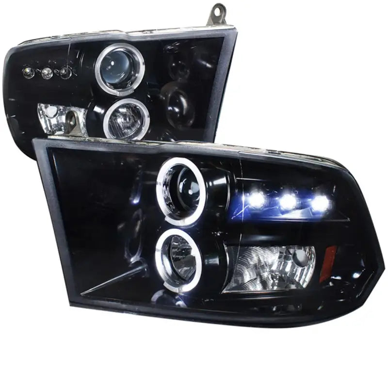 Spec-D Tunin Halo LED Projector Headlight Gloss, 2LHP-RAM09G-TM model, sleek finish, enhanced visibility, easy installation, durable construction, perfect for RV, Automotive, Powersports, off-road, marine, exterior, truck accessories, interior, truck bed, RV Lighting, Audio & Electronics, AVADA - Best Sellers, Must Haves