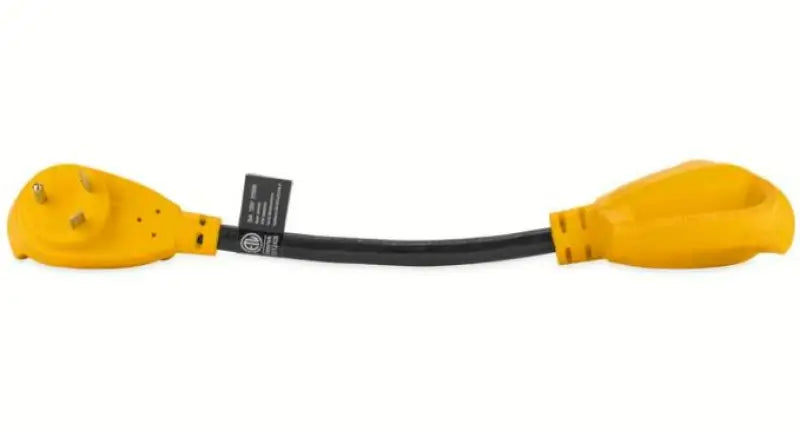 Yellow RV adapter cord with Wergrip Dogbone and Card CSA for RV parts & accessories