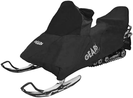 Black snowmobile trailerable storage cover for easy storage and protection