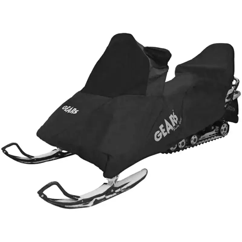 Black snowmobile trailerable storage cover for easy storage and protection