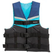 Airhead Vibe 3-Buckle Life Vest 2XL, black and blue, designed for water sports.