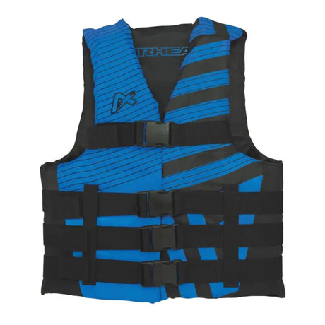 Blue and black striped Airhead Trend Vest for safe, stylish water fun