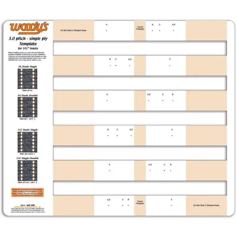 300S-TEMP Studding Template 3.0’’ Pitch Single Ply - 300S