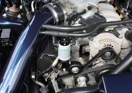 J&L 3019P-C J&L 99-04 Ford Mustang GT Passenger Side Oil Separator 3.0 - Clear Anodized