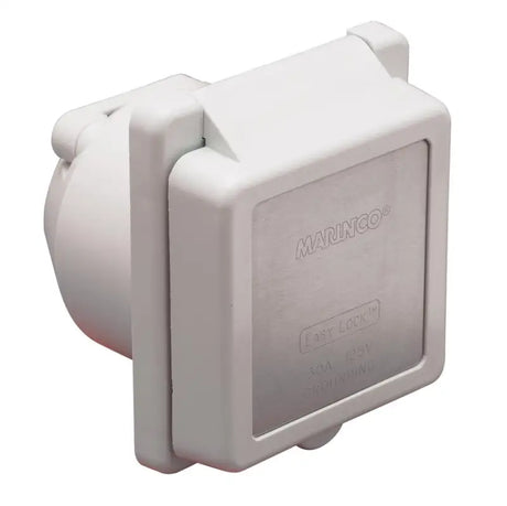 301EL-B Marinco Inlet 30A 125V Square White - Receptacle