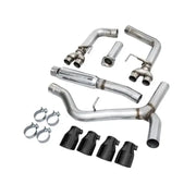 3020-43979 AWE Wrx Vb Track Exhaust components laid out, showcasing the precision-engineered design for performance and style.