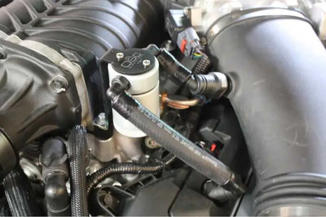 J&L 3020D-C J&L 11-17 Ford Mustang GT (w/Roush/VMP Supercharger) Driver Side Oil Separator 3.0 - Clear Anodized