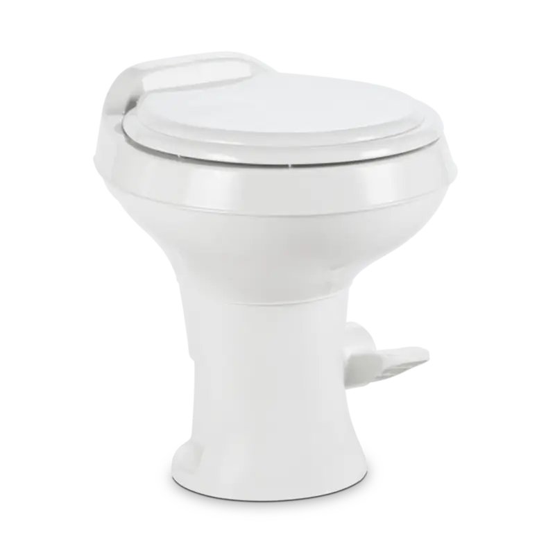 Dometic 300-Ss /Rt/White toilet, high-quality construction, stainless steel hardware, easy installation, RV, trailers, easy-to-clean porcelain bowl, full residential size seat, efficient 360-degree flush, ergonomic height, comfort, convenience, RV, Automotive, Powersports, off-road, marine, exterior, truck accessories, interior, truck bed, rv parts, Inside RV, RV Parts Shop, Exterior Parts & Accessories, RV Sanitation Sewer Hoses waste valves holding tanks, AVADA - Best Sellers