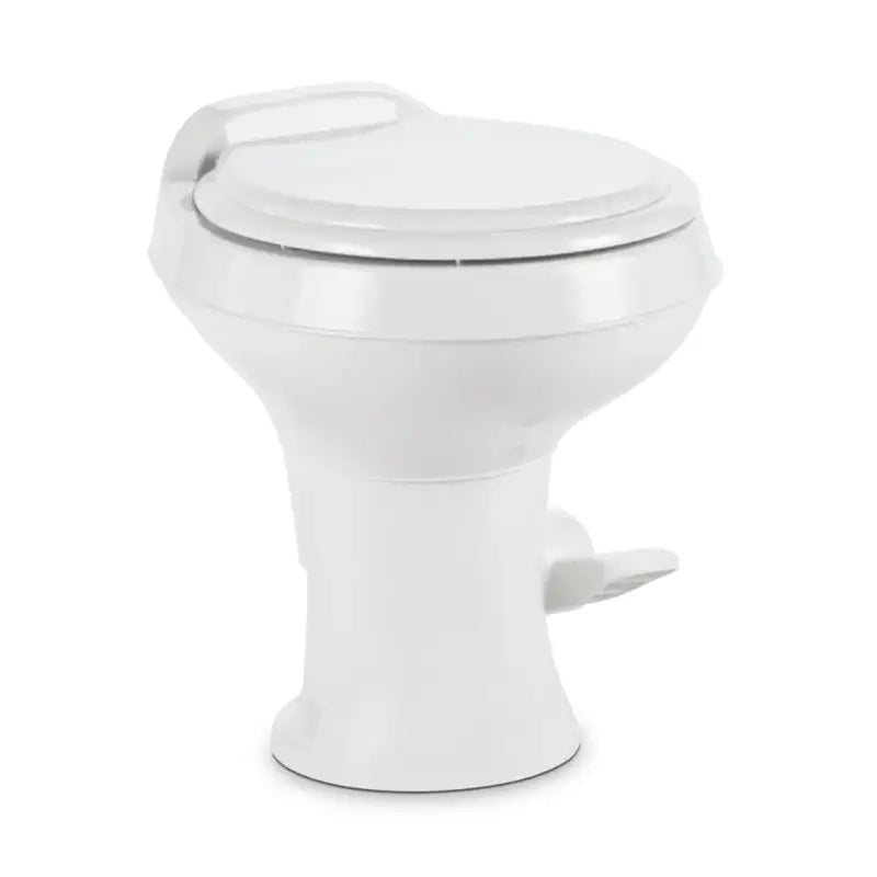 Dometic 300-Ss /Rt/White toilet, high-quality construction, stainless steel hardware, easy installation, RV, trailers, easy-to-clean porcelain bowl, full residential size seat, efficient 360-degree flush, ergonomic height, comfort, convenience, RV, Automotive, Powersports, off-road, marine, exterior, truck accessories, interior, truck bed, rv parts, Inside RV, RV Parts Shop, Exterior Parts & Accessories, RV Sanitation Sewer Hoses waste valves holding tanks, AVADA - Best Sellers