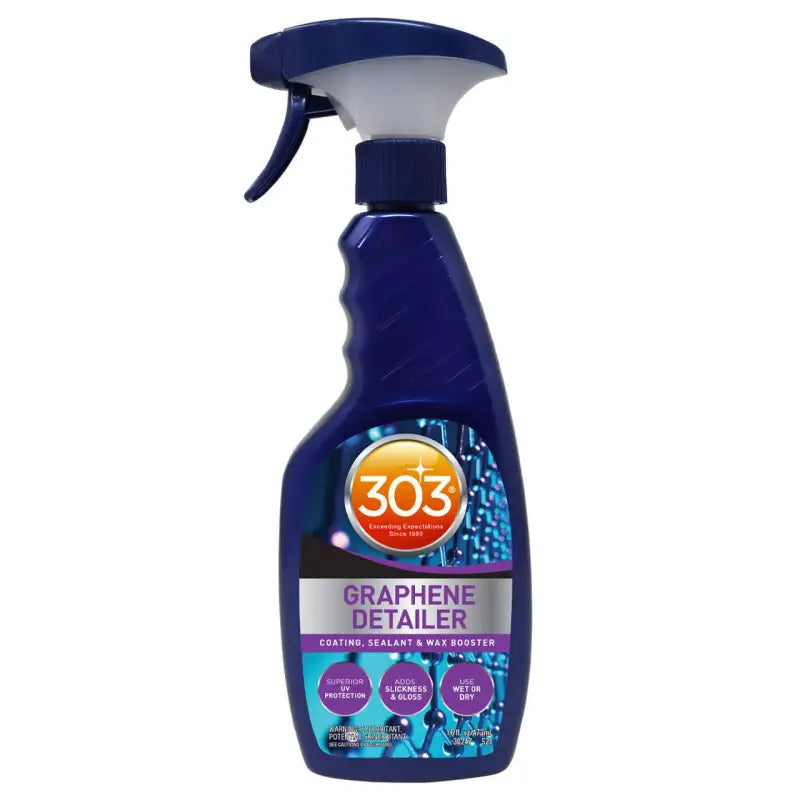 Blue spray bottle of 303 Graphene Detailer for a show-stopping shine on your vehicle’s paint