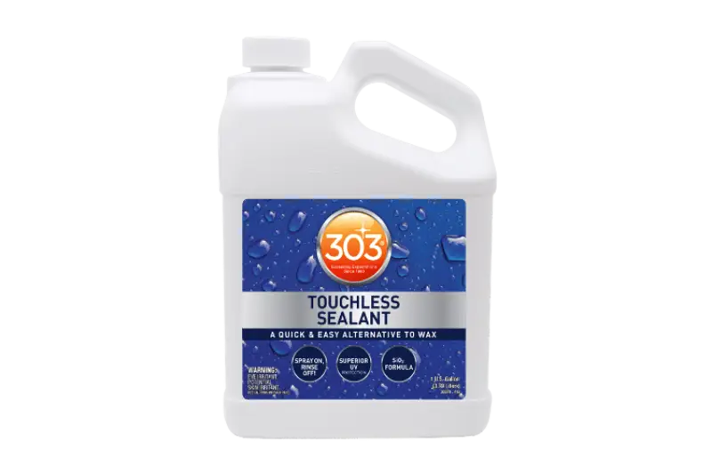One-gallon container of 303 Marine Touchless Sealant by 303 Products with blue label.