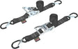 30572-S Powertye Tie-Down Ratchet Sec Hook 1.5"X6' Black Pair 