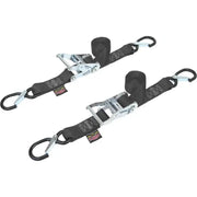 30572-S Powertye Tie-Down Ratchet Sec Hook 1.5"X6' Black Pair 