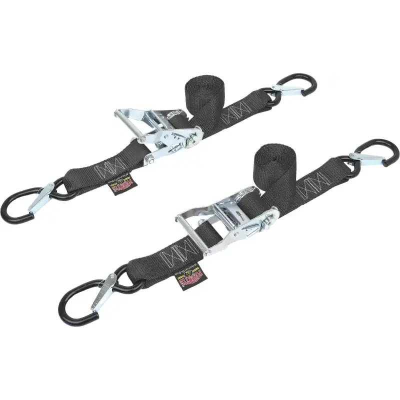 30572-S Powertye Tie-Down Ratchet Sec Hook 1.5"X6' Black Pair 