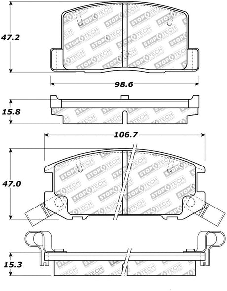 Stoptech 308.0657 StopTech Street Touring 1/90-95/00-05 Toyota MR2/Spyder Rear Brake Pads