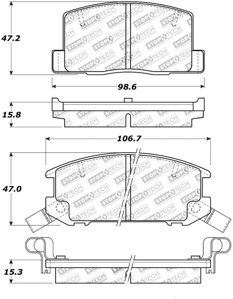 Stoptech 308.0657 StopTech Street Touring 1/90-95/00-05 Toyota MR2/Spyder Rear Brake Pads