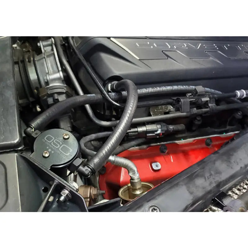 J&L 3088P-B 3088P-B J&L 20-21 Chevrolet Corvette 6.2L LT2 Targa Top Passenger Side Oil Separator 3.0 - Black Anodized